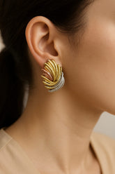 Stainless Steel Ear Studs-23 (Tri Colour)
